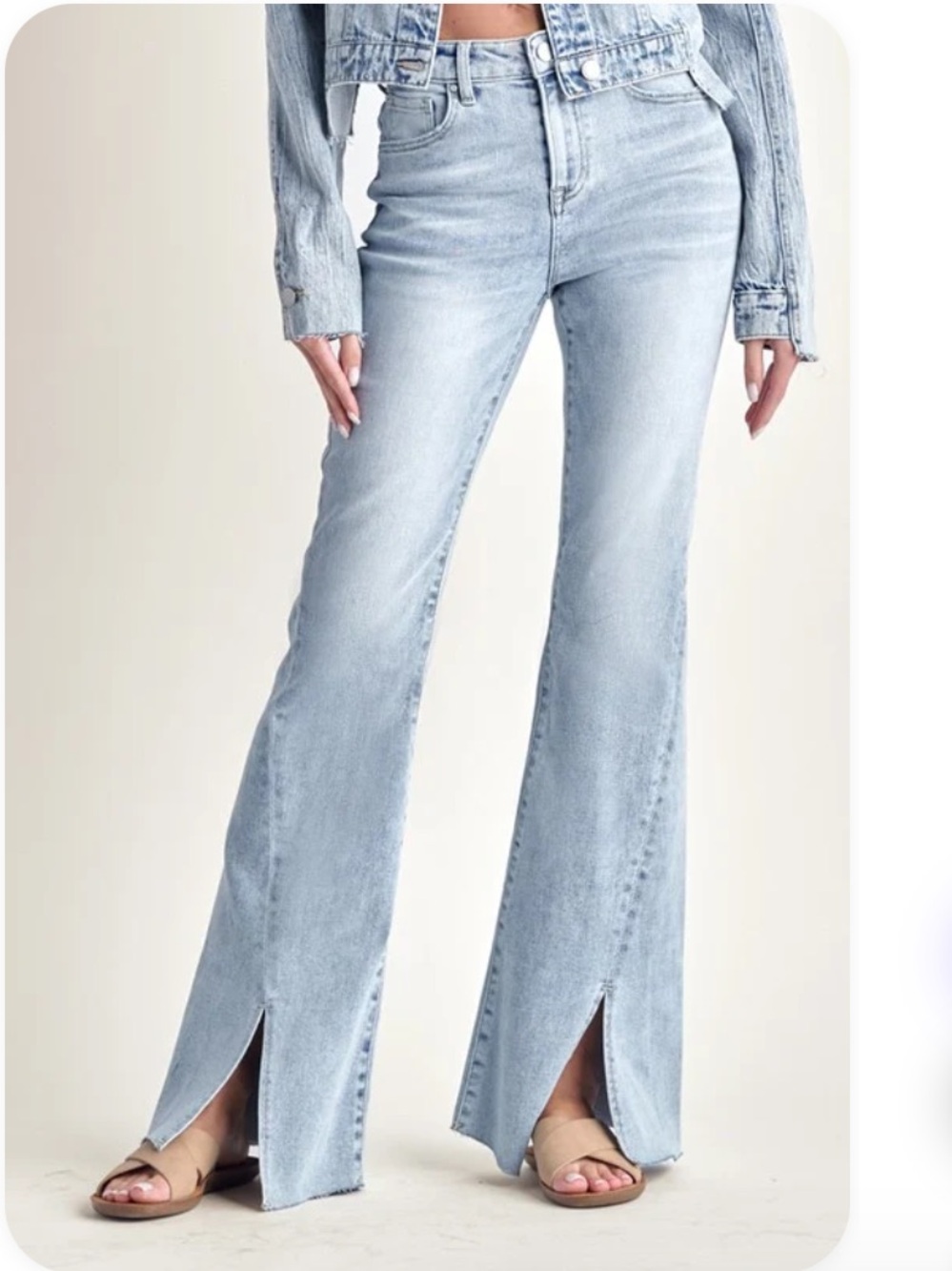 Risen Twisted Hem Flare Jeans Size 27